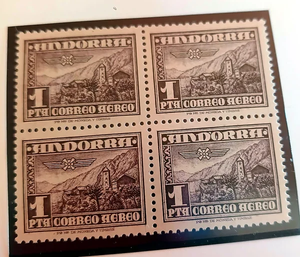 Aéreo de 1 peseta, bloque de cuatro — Andorra (española), 1951