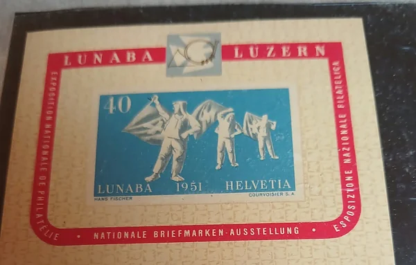 Suiza 1951 · hoja bloque de la exposición LUNABA de Lucerna — Suiza, 1951